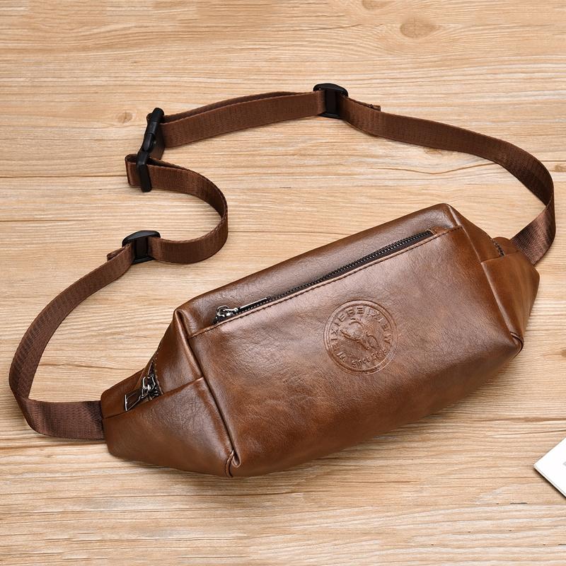 Large Capacity Waterproof Sports Waist Pack For Men - Brown