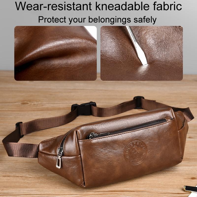 Large Capacity Waterproof Sports Waist Pack For Men - Brown