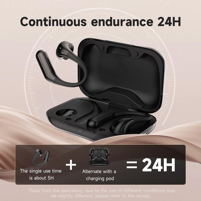 Wireless Half In-ear Sports Earphones - Black