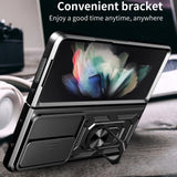 For Samsung Galaxy Z Fold4 5G Tpu Pc Case With Sliding Camera Cover - Rose Gold - Low Angle