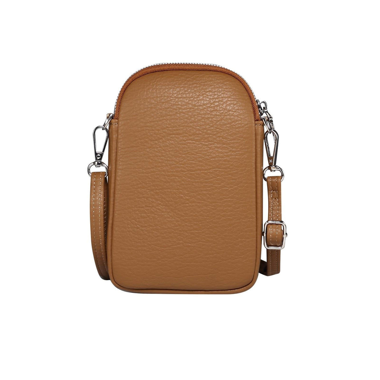 Litchi Texture Phone Crossbody Bag Leather Case For 5.5 Inch - 7.2 Inch Phones - Brown