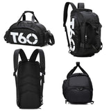Waterproof Fitness Backpack For Swimming And Travel - Black Bottom Yellow Word