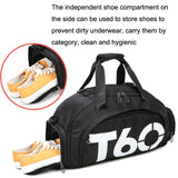 Waterproof Fitness Backpack For Swimming And Travel - Black Bottom Yellow Word