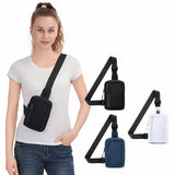 Crossbody Chest Pack For Outdoor Sports Unisex Cell Phone Bag - Dark Blue - Side View