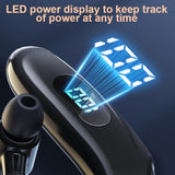 Wireless Bluetooth Earhook Earphones with Digital Display - Business Sports - White - 45-Degree Angle