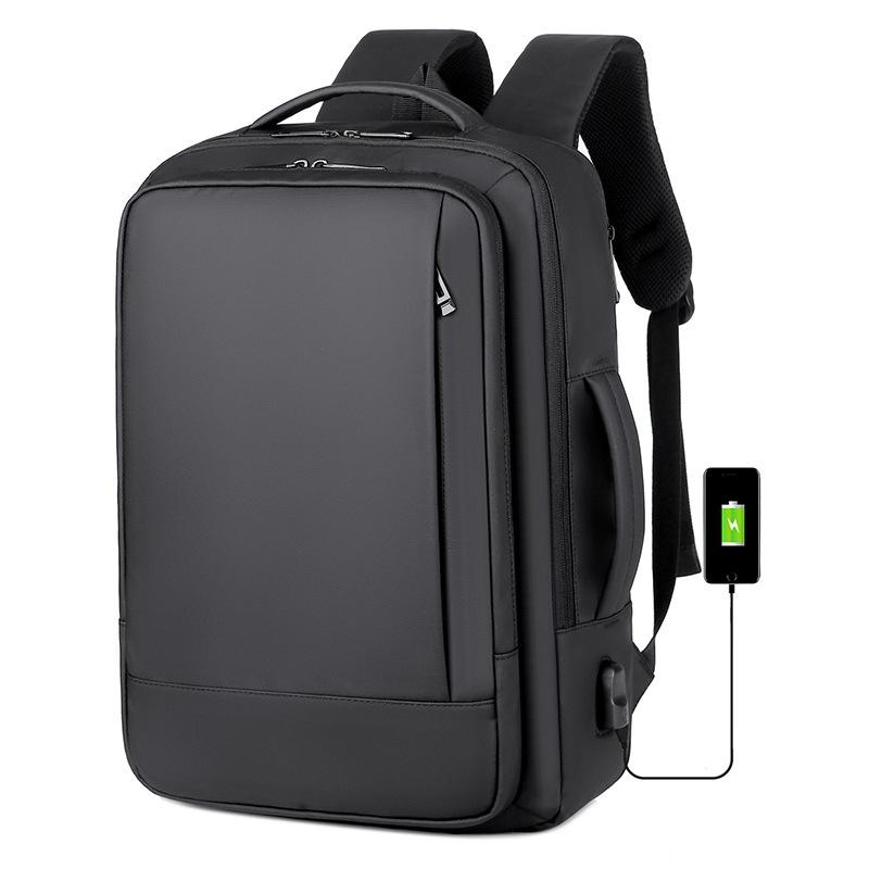 Waterproof Expandable Laptop Backpack with Usb Port - Grey