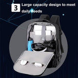 Waterproof Expandable Laptop Backpack with Usb Port - Grey
