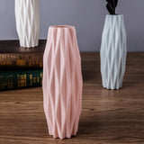 Set of 3 Creative Plastic Camellia Vases for Wet and Dry Decor - Pink - Rear View