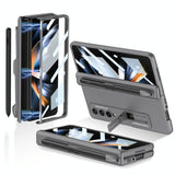For Samsung Galaxy Z Fold4 5G Foldable Magnetic Flip Case With Holder & Pen Slot - Gkk - Night Green