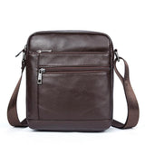 Men Cowhide Leather Crossbody Bag Vertical Shoulder Business Bag Coffee - Side View