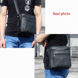 Men Cowhide Leather Crossbody Bag Vertical Shoulder Business Bag Coffee - Top-Down View