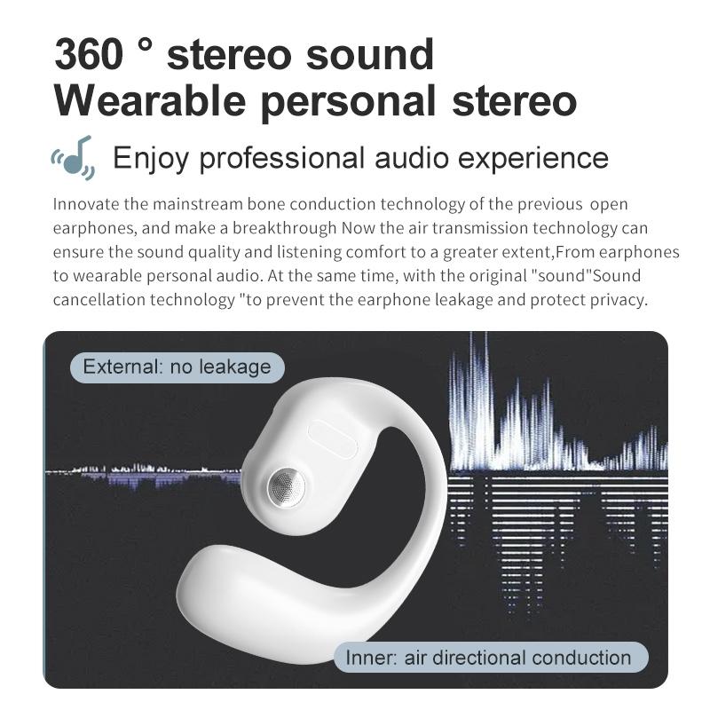 Black Yj77 Bluetooth 5.2 Ear-mounted Bone Conduction Headset for Left Ear - Left Ear White