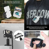 Silicone Case for Insta360 Go 3 with Neck Strap and Skin Wrap - Black - Close-Up Angle