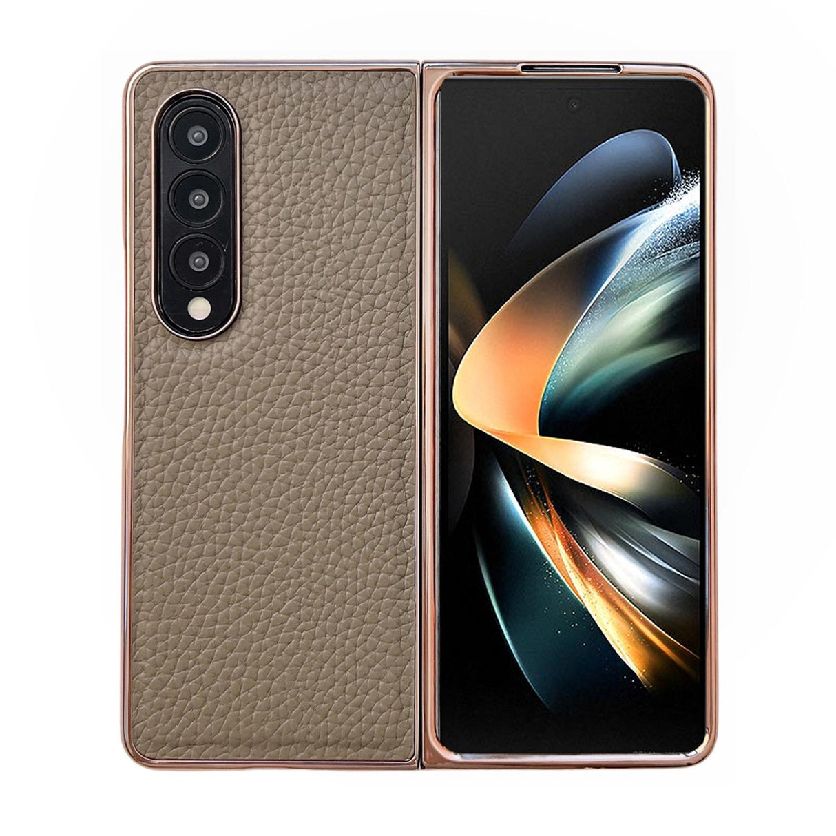 For Samsung Galaxy Z Fold4 5G Star Series Nano Electroplating Pu Case - Forest Green