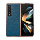 For Samsung Galaxy Z Fold4 5G Star Series Nano Electroplating Pu Case - Forest Green