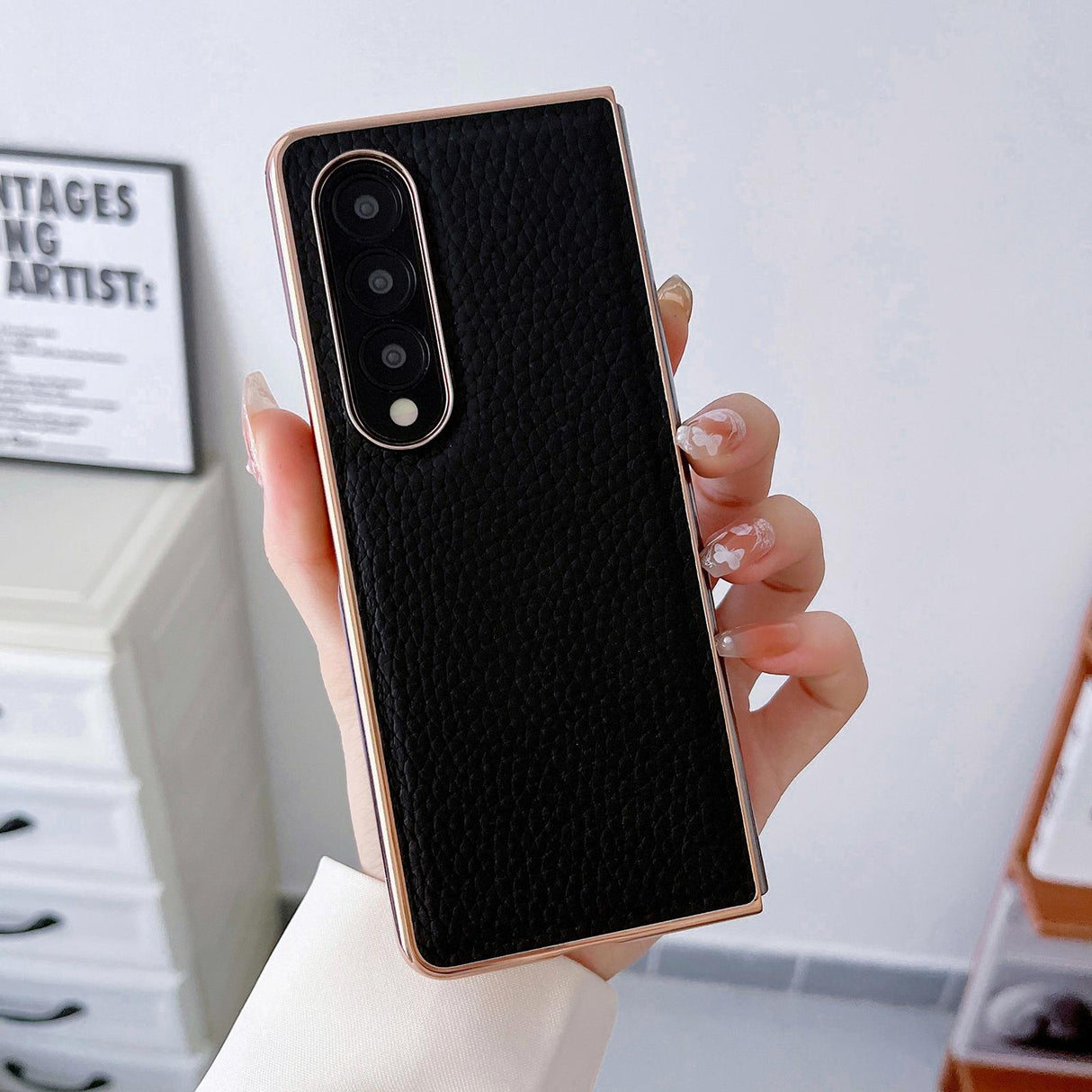 For Samsung Galaxy Z Fold4 5G Star Series Nano Electroplating Pu Case - Forest Green