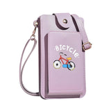 Printed Mini Shoulder Bag With Card Holder - Purple