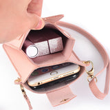 Printed Mini Shoulder Bag With Card Holder - Purple - Close-Up Angle