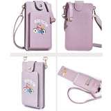 Printed Mini Shoulder Bag With Card Holder - Purple