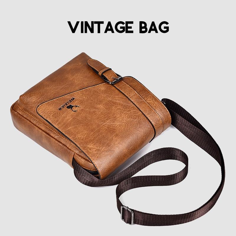 Retro Crossbody Messenger Bag Large Capacity - Light Brown