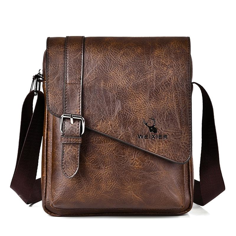 Retro Crossbody Messenger Bag Large Capacity - Light Brown