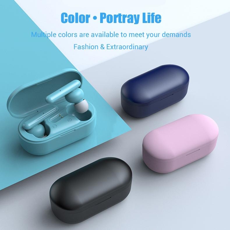 Mini Touch Control Tws Wireless Earphones with Mic & Charger Box - Blue
