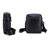 Men Leather Shoulder Bag Casual Mini Diagonal - Brown - Side View