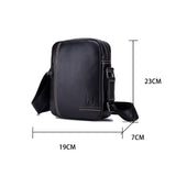 Men Leather Shoulder Bag Casual Mini Diagonal - Brown - Top-Down View