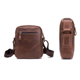 Men Leather Shoulder Bag Casual Mini Diagonal - Brown - Extra Image