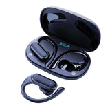 Wireless Noise-cancelling Bluetooth Earbuds with Led Display - Blue - Front View