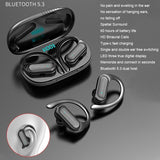 Wireless Noise-cancelling Bluetooth Earbuds with Led Display - Blue - Side View