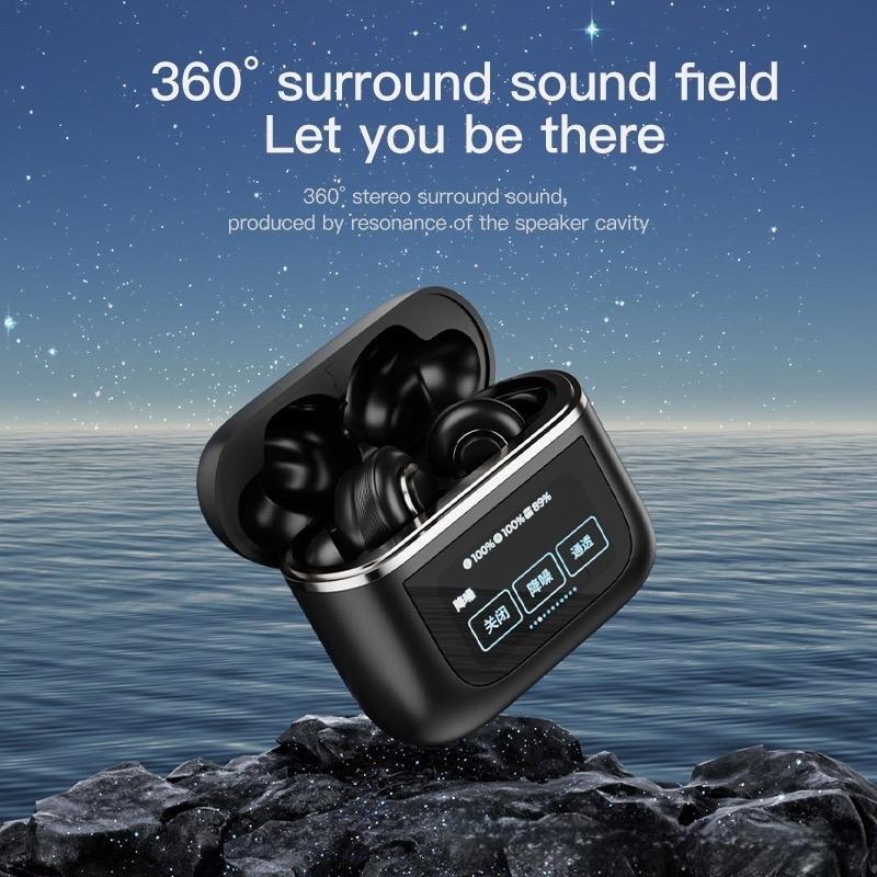 Wireless Anc Bluetooth Earphones with Touch Screen and Active Noise Reduction - Black