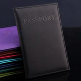 Travel Passport Cover Faux Leather Holder - Black