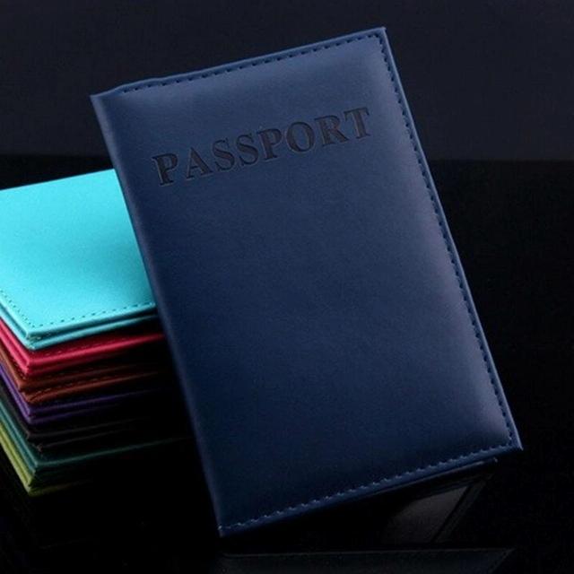 Travel Passport Cover Faux Leather Holder - Black