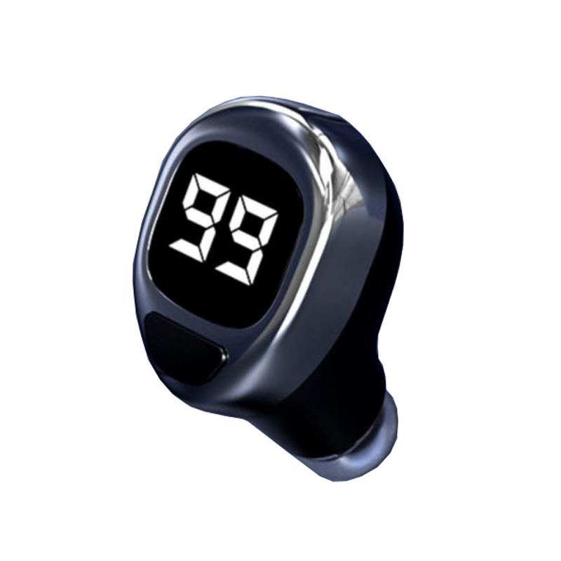 Mini Bluetooth Earphone with Digital Display for Business - White