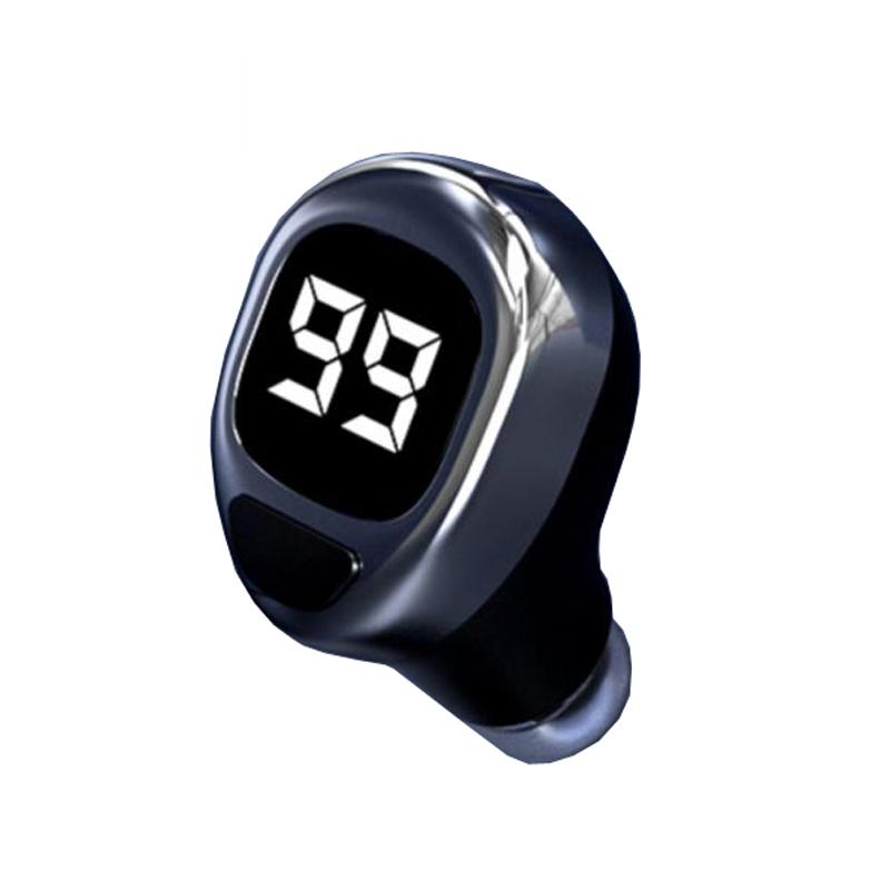 Mini Bluetooth Earphone with Digital Display for Business - White