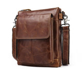Retro Leather Crossbody Backpack For Men - Yellow Brown