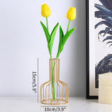 Black Wrought Iron Hydroponic Glass Flower Decoration - no Fake Flowers - Black - Side View