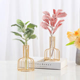 Black Wrought Iron Hydroponic Glass Flower Decoration - no Fake Flowers - Black - 45-Degree Angle