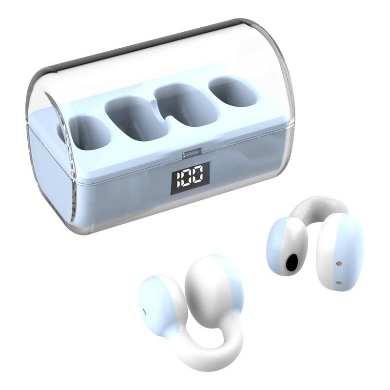 Wireless Earphones with Digital Display and Charging Case - White