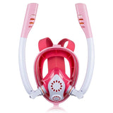 Full Dry Silicone Kids Diving Mask with Double Tubes - White Pink - Extra Image