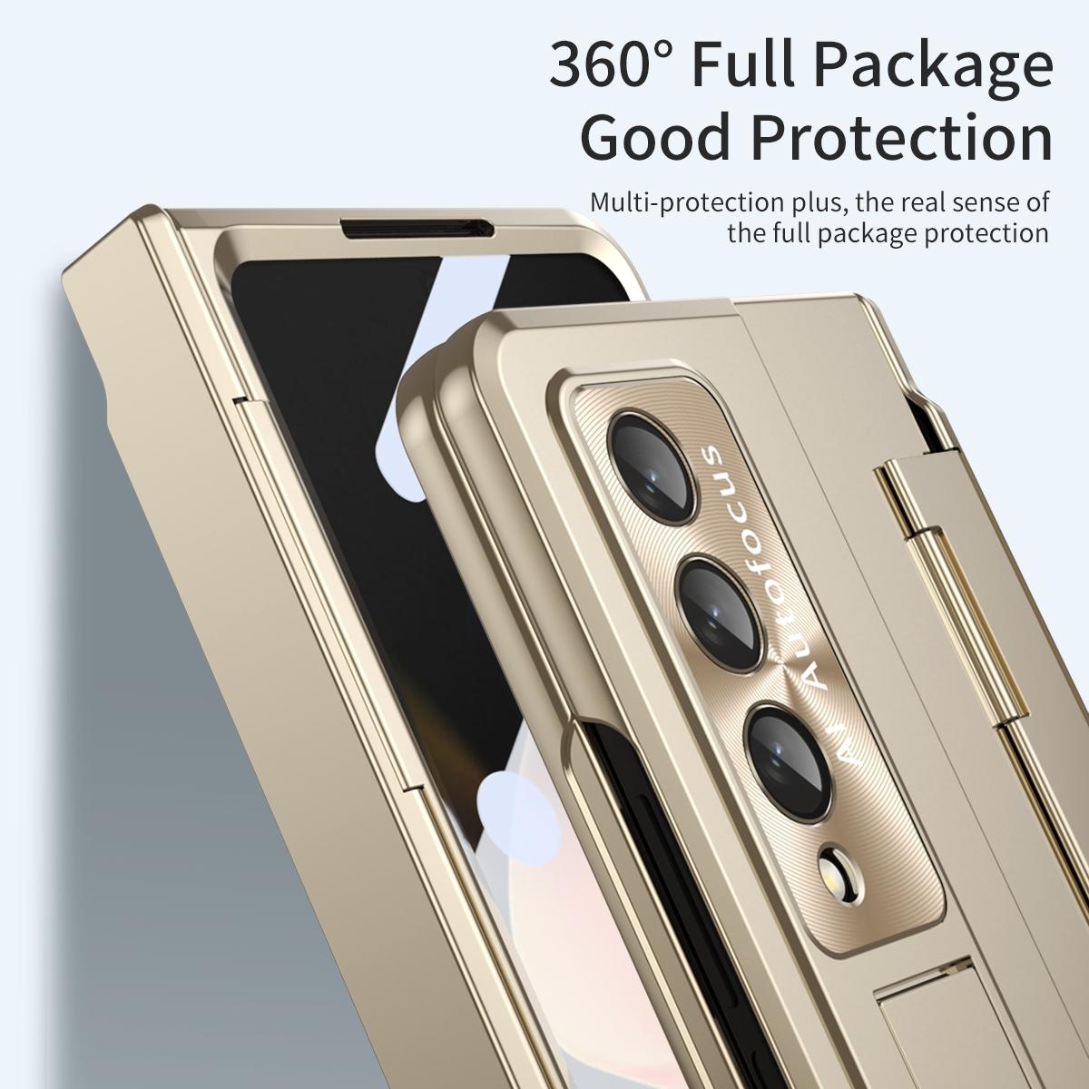 For Samsung Galaxy Z Fold4 5G Folding Case With Integrated Hinge - Silver