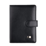 Passport & Card Holder With Buckle Clip Pu Protection - Black
