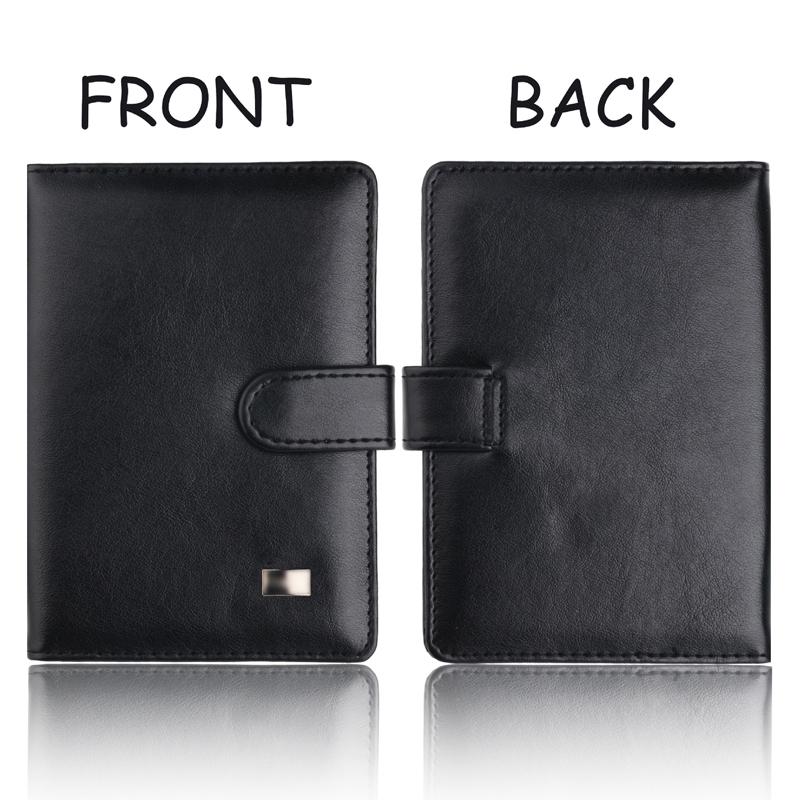 Passport & Card Holder With Buckle Clip Pu Protection - Black