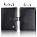 Passport & Card Holder With Buckle Clip Pu Protection - Black - Side View