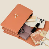 Small Square Flap Lock Crossbody Bag For Women - Brown - Low Angle