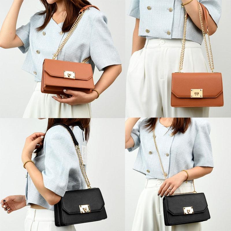 Small Square Flap Lock Crossbody Bag For Women - Brown