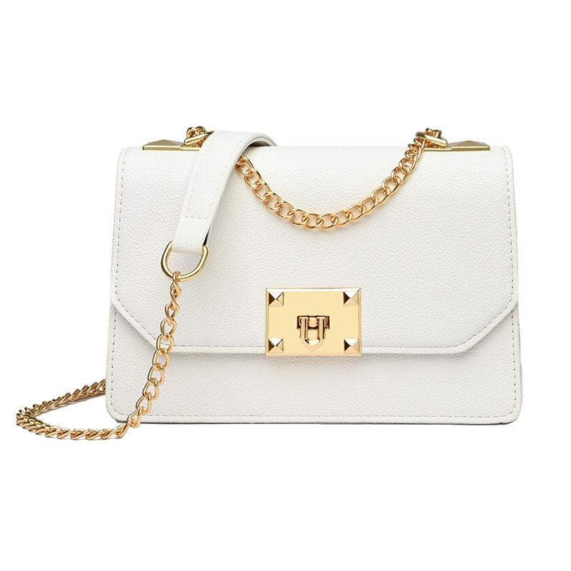 Small Square Flap Lock Crossbody Bag For Women - Brown