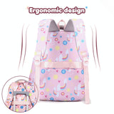 Kids Backpack Set with Lunch Bag & Pencil Case - 3 in 1 - Black - Rear View