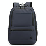 Men Usb Backpack with Charging Port - Grey - Front View
